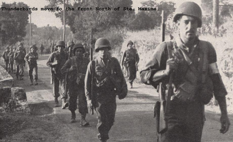 Compagnie I, 3e Bat du 157th bouge vers le front au nord de Sainte-Maxime